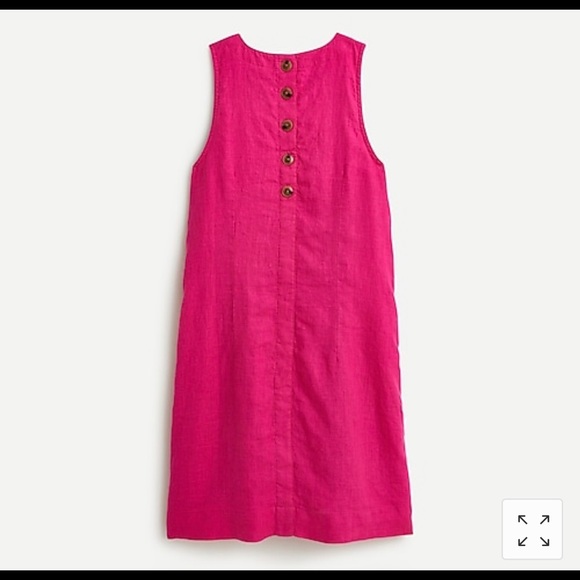 EUC J. Crew pink linen button back dress - Picture 2 of 5